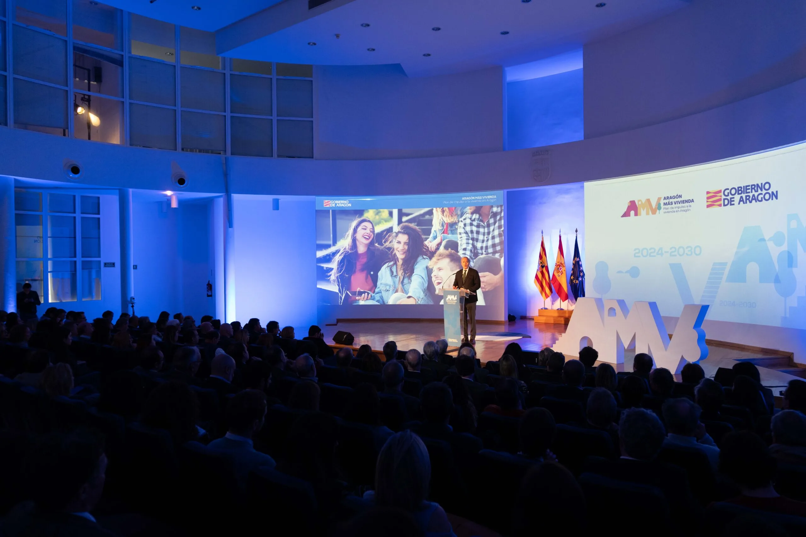 Presentación del Plan Aragón Más Vivienda 2024-2030 Acto de presentación del Plan Aragón Más Vivienda 2024-2030 ante representantes institucionales y ciudadanos.